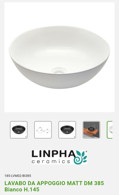 Lavabo da Appoggio Dm.385 Bianco Matt Linpha