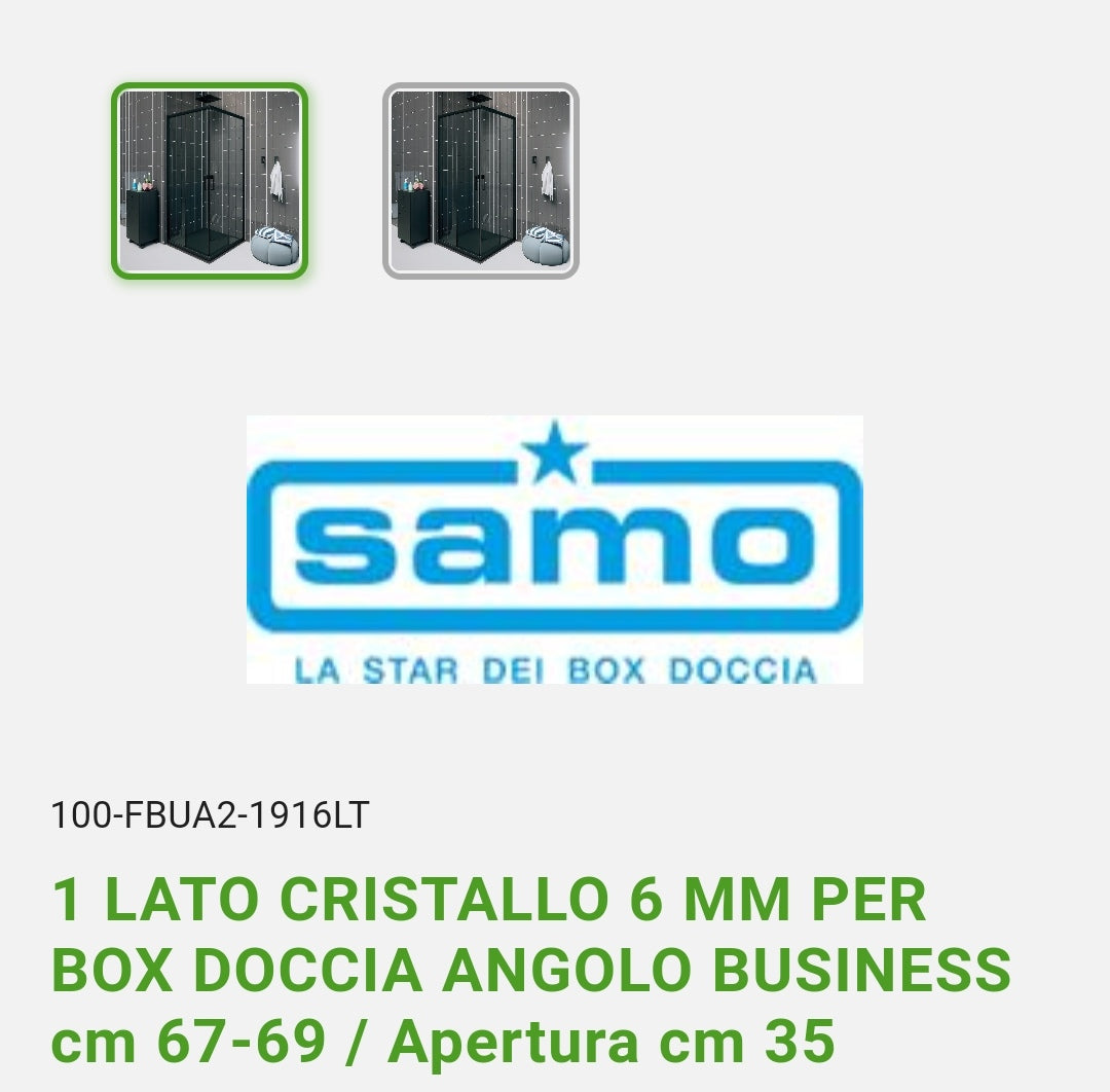 1 Lato per Box Doccia Cristallo 6MM Prof. Nero 67-69 Samo