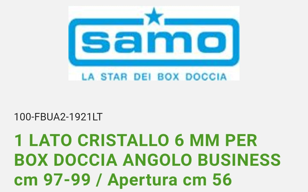 1 Lato per Box Doccia Cristallo 6 MM Prof. Nero 97-99 Samo