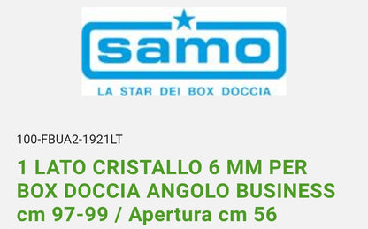 1 Lato per Box Doccia Cristallo 6 MM Prof. Nero 97-99 Samo