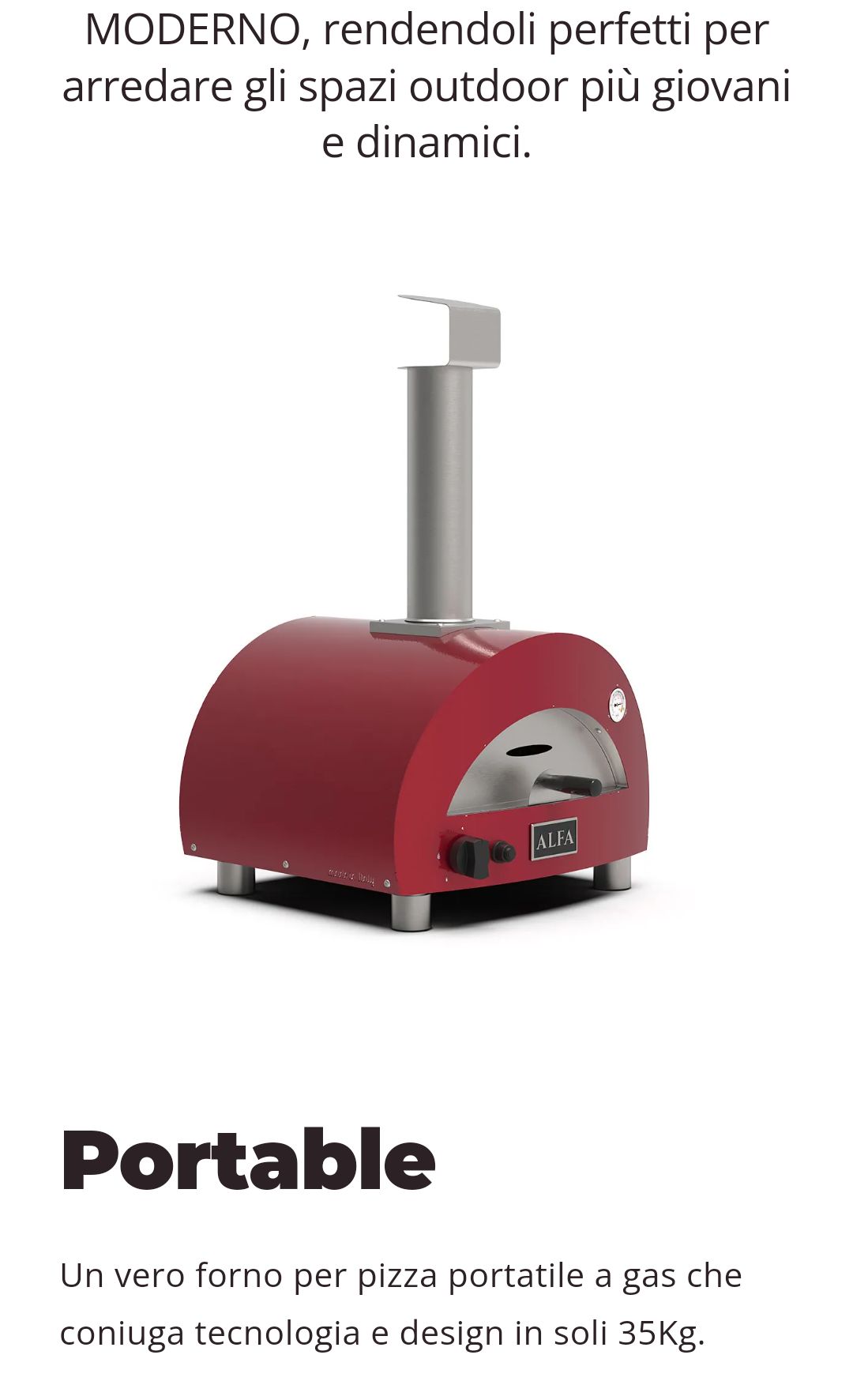 Forno Linea Moderno Portable 1 Pizza Gas Antique Red Alfa