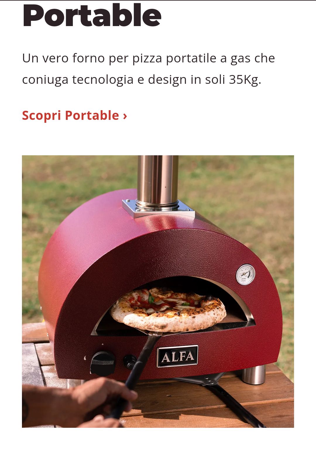 Forno Linea Moderno Portable 1 Pizza Gas Antique Red Alfa