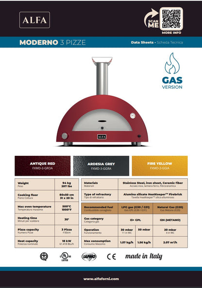 Forno + Base 3 Pizze Gas Ardesia Grey Alfa