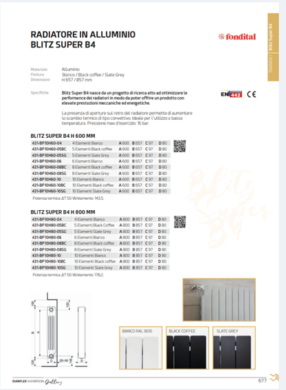 Radiatore Alluminio Blitz H700 4 Elementi Fondital