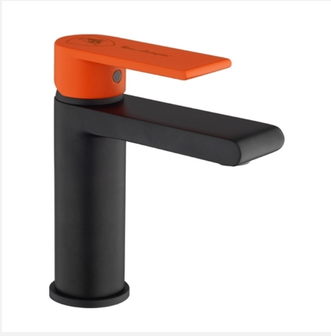 Laguna Miscelatore Lavabo Nero Opaco Leva Arancio Lamborghini