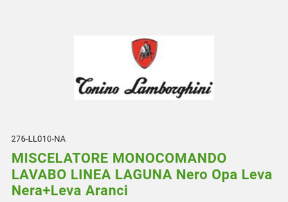 Miscelatore Lavabo Laguna Nero Opaco Leva Arancio Lamborghini