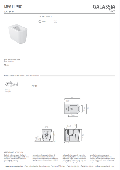 Meg11 Bidet Bianco Galassia