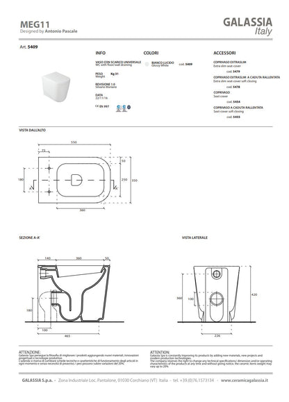 Meg11 Pro Vaso Bianco Lucido Galassia