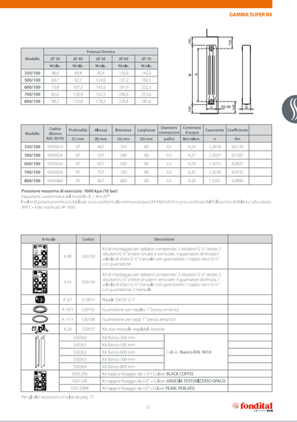 Radiatore Alluminio Blitz H600 6 Elementi Fondital