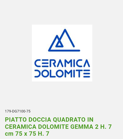 Piatto Doccia 75X75 H.7 In Ceramica Dolomite Gemma