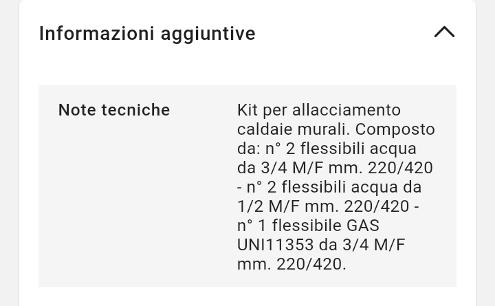 Kit de 5 flexibles pour chaudières à gaz