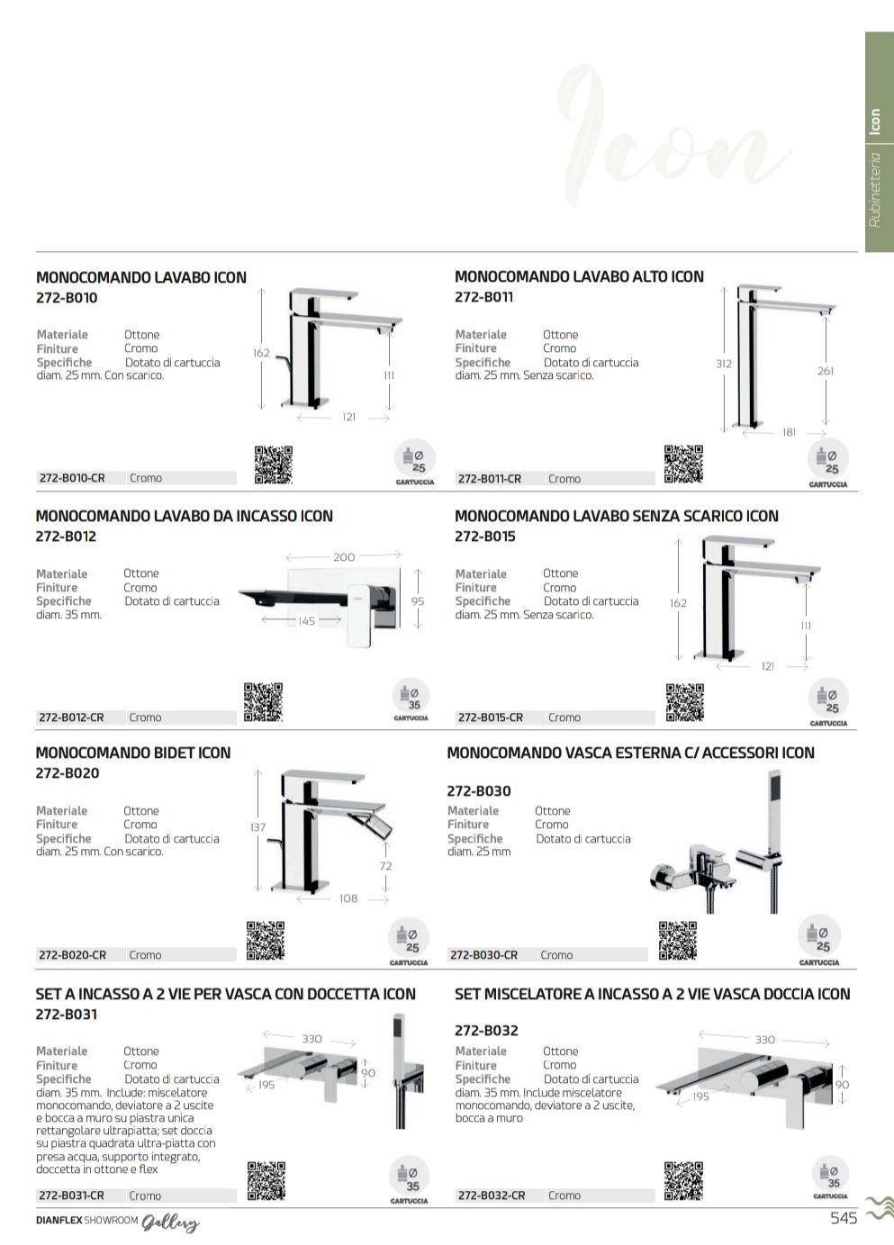 Icon Monocomando Doccia con Deviatore Cromo Mariani