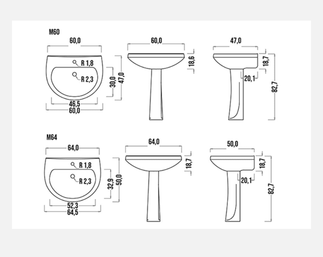 Lavabo Felce Cm.60 Monoforo