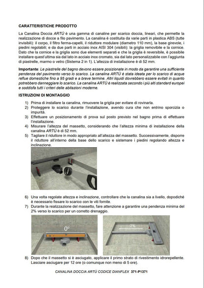 Canalina per piatti doccia Artù MM 650
