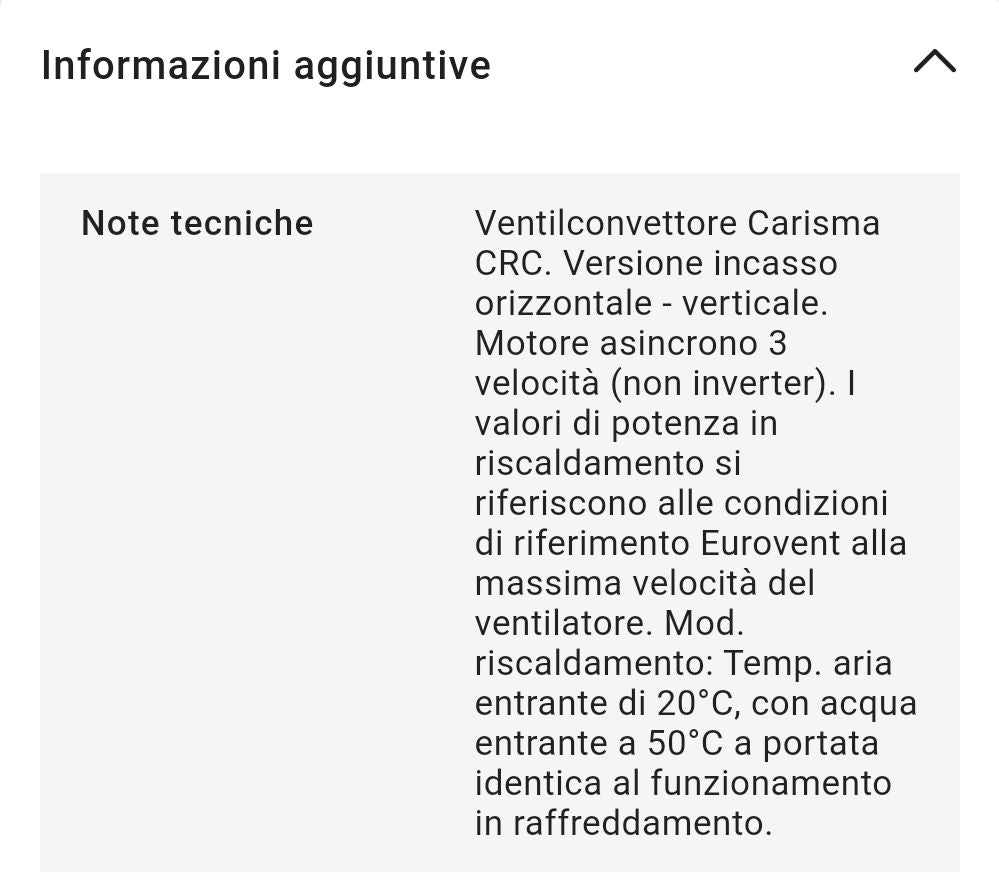 Ventilconvettore Centrifugo ad Incasso kW 2,05 L 474mm CRC IV I0 Sabiana