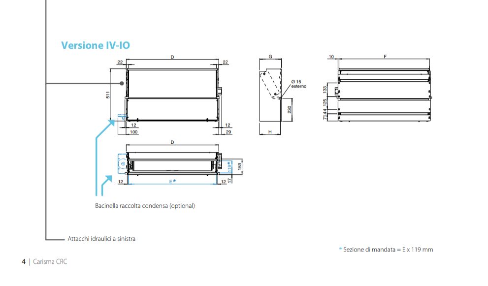 Ventilconvettore Centrifugo ad Incasso kW 3,94 L 904mm CRC IV I0 Sabiana