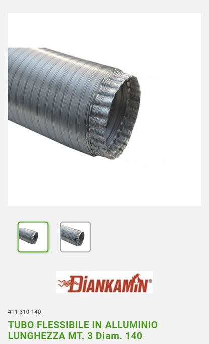 Tubo Flessibile in Alluminio MT 3 Dm 140