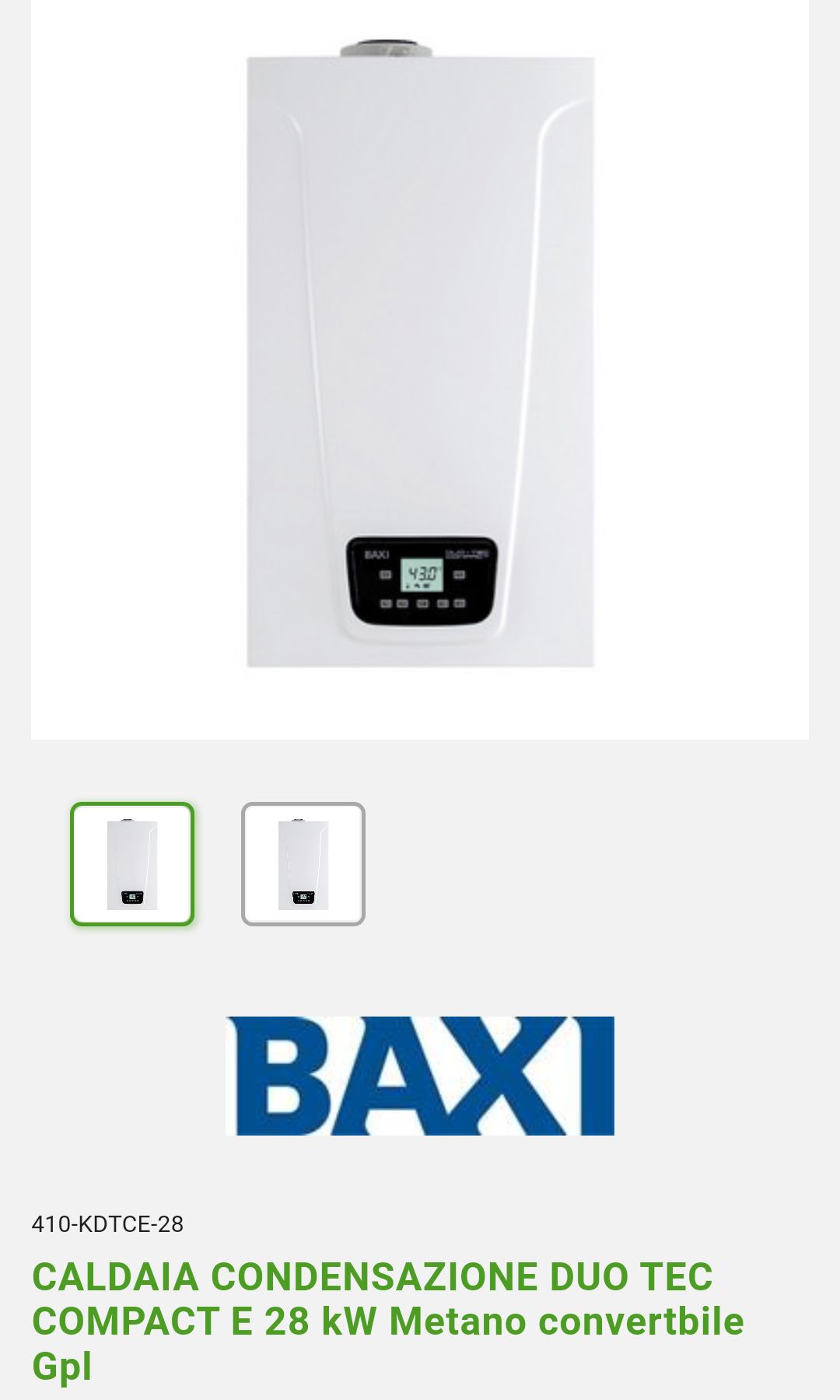 Caldaia Condensazione Duo Tec Compact E 28 kW Baxi