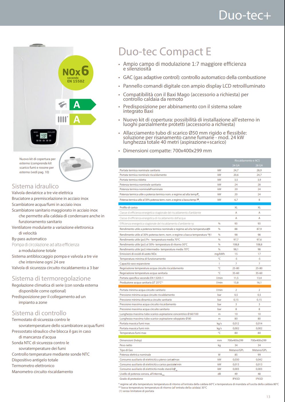 Caldaia Condensazione Duo Tec Compact E 28 kW Baxi