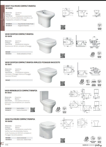 Bidet Sospeso Compact/Ninfea Erogazione Rubinetto Rak