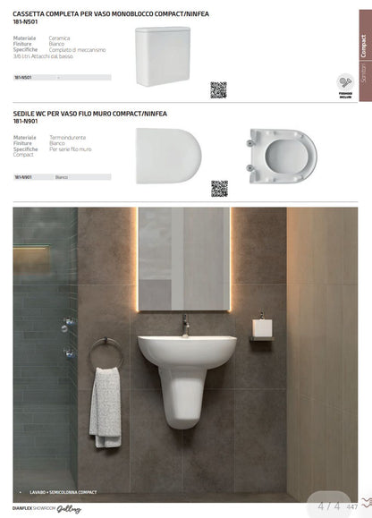 Lavabo Compact/Ninfea Monof. L.55 cm c/troppo pieno Rak