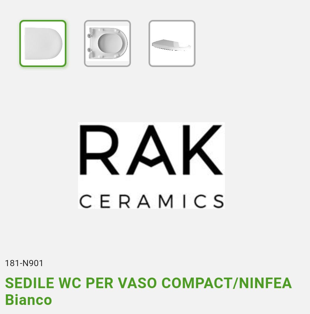 Sedile WC per Vaso Compact/Ninfea Bianco Rak