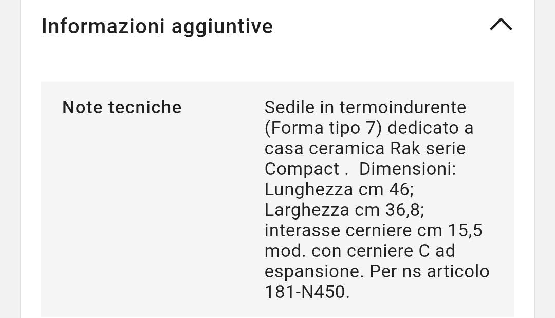 Sedile WC per Vaso Compact/Ninfea Bianco Rak