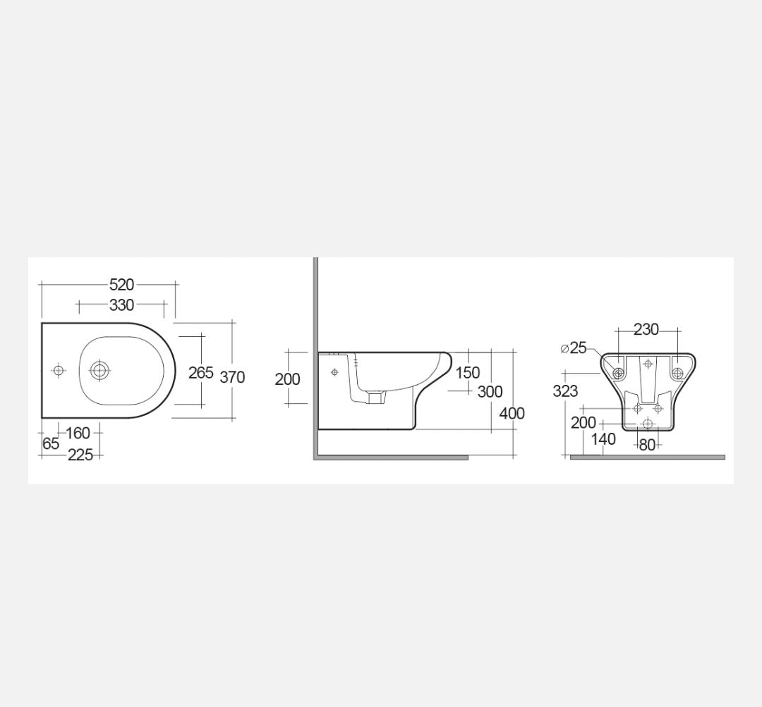 Bidet Sospeso Compact/Ninfea Erogazione Rubinetto Rak