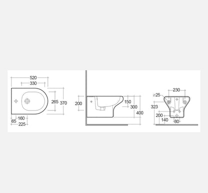 Bidet Sospeso Compact/Ninfea Erogazione Rubinetto Rak