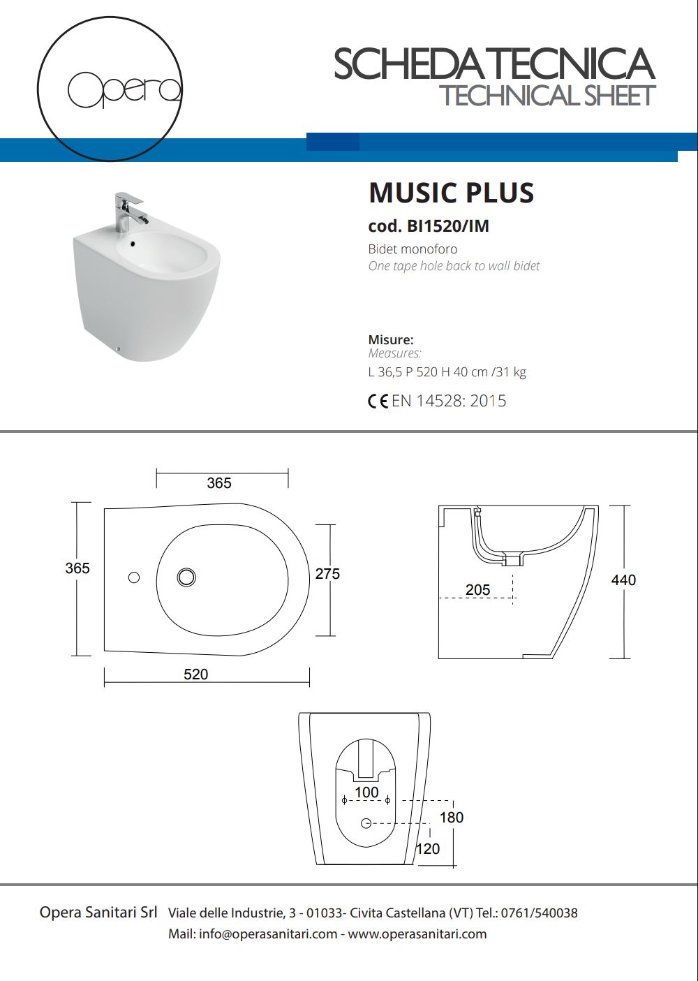 Music Plus Bidet Monoforo Opera