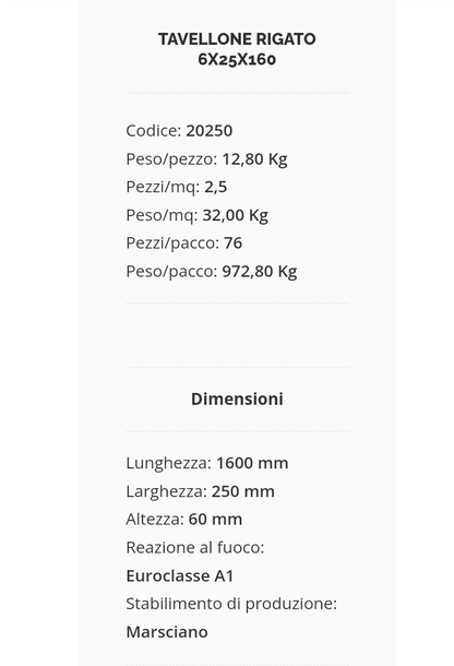 Tavellone 160x25x6