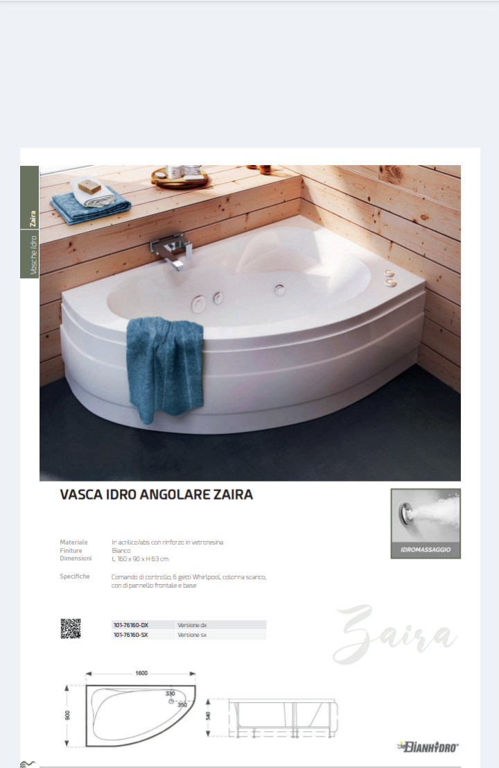 Vasca Idro Angolare Mod.Zaira Dx