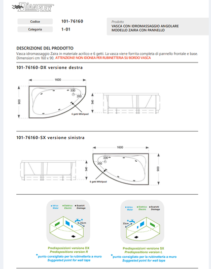 Vasca Idro Angolare Mod.Zaira Dx