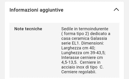 Sedile WC in Termoindurente EL1 Forma 2 Bianco Galassia
