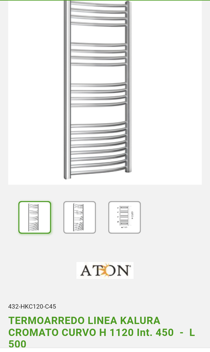 Termoarredo Linea Kalura Cromato Curvo H.1120 Int 450