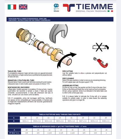 Raccordo Diritto M 3/4x22 O-Ring Tiemme.