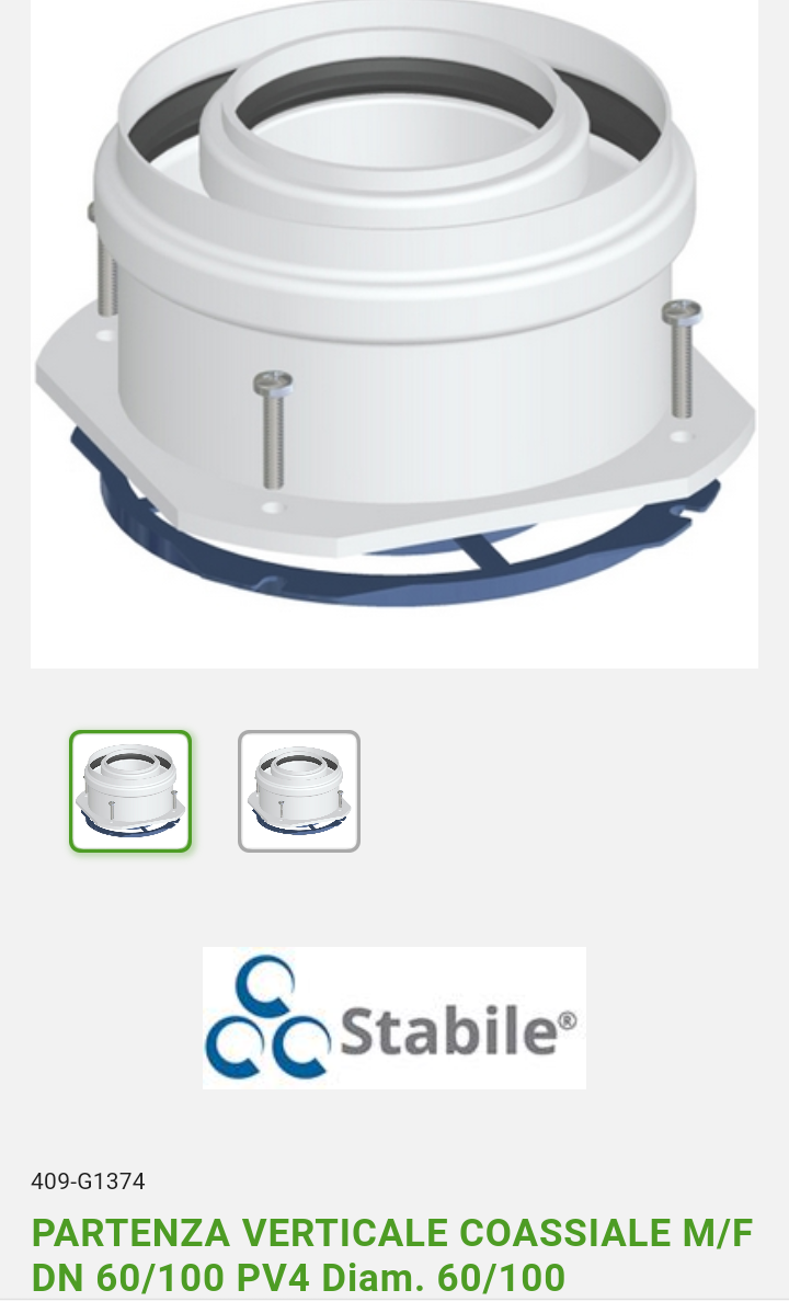 Partenza verticale coassiale M/F DN 60/100 Pv4  Diam.60/100