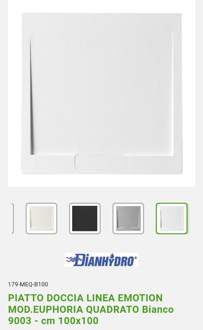 Piatto doccia Linea Emotion 100X100 Mod.Euphoria quadro bianco 9003