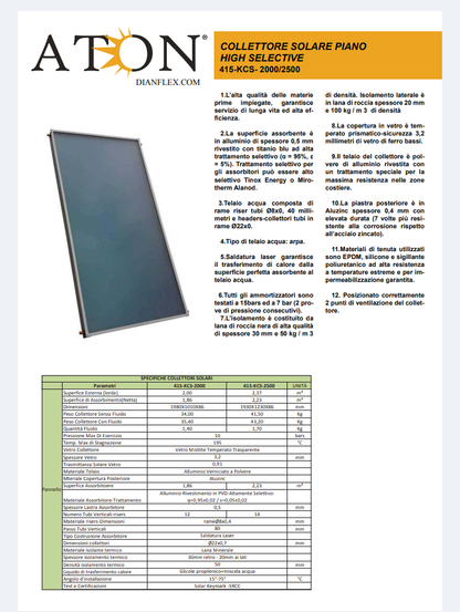 Impianto solare circuito forzato Lt200 Aton con due scambiatori più due collettori da 2