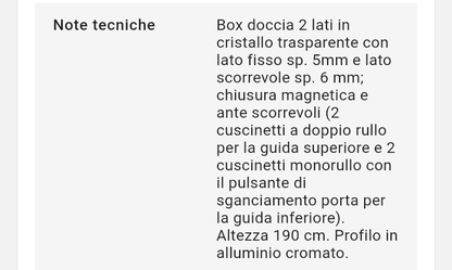 Box Doccia 2 Lati Cristallo 80x100 Linea Wonder