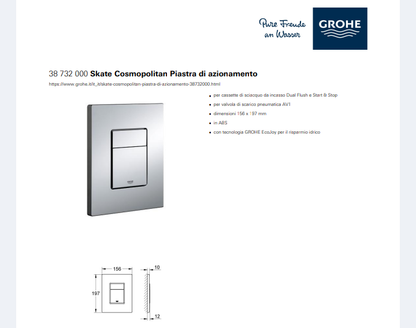 Placca Mod.Skate Cosmopolitan Grohe Nera Opaca