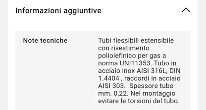 Flessibile Gas x caldaia 1/2"