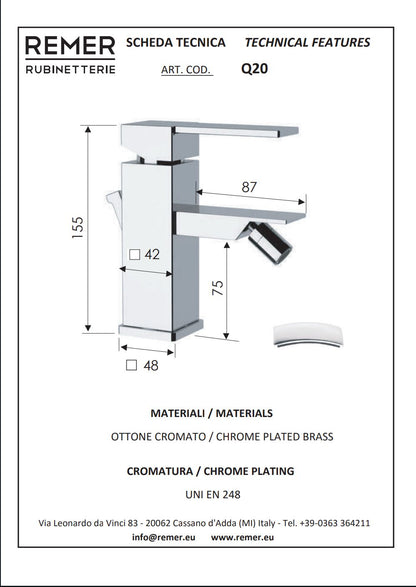 Qubika Miscelatore Bidet Cromo Remer