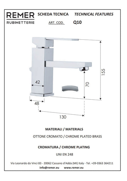 Qubika Miscelatore Lavabo Cromo Remer