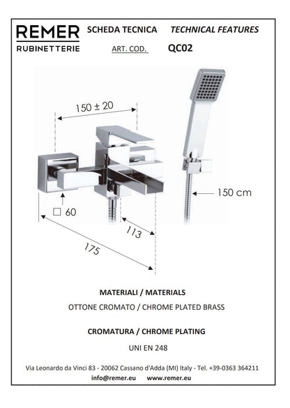 Qubika Miscelatore Vasca Cromo Remer