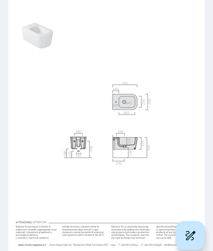 Meg11 Pro Bidet Sospeso cm55 Bianco Matto Galassia