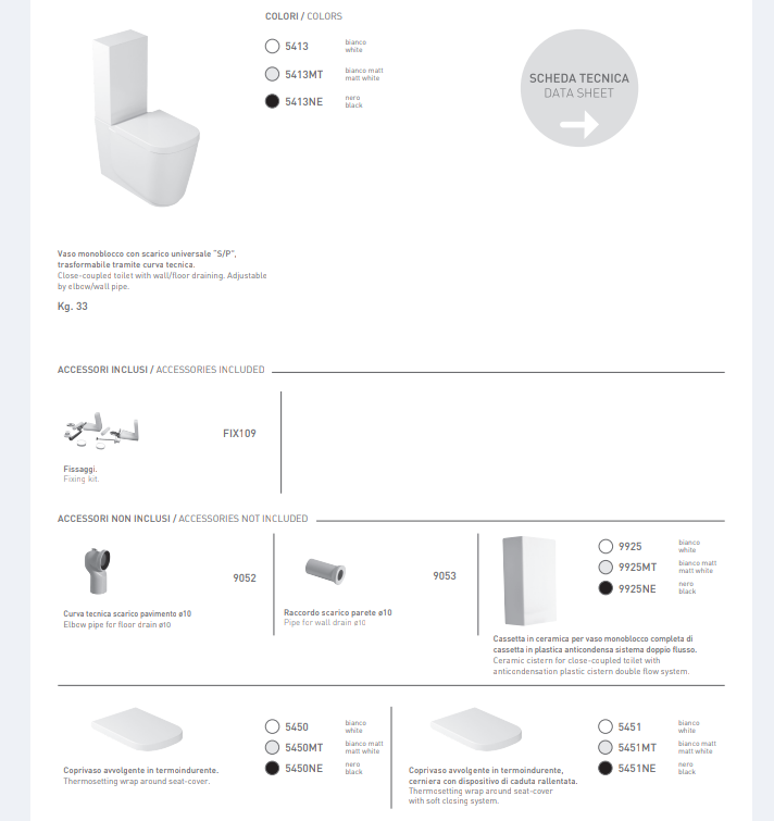 Meg11 Vaso Monoblocco Scarico Universale Bianco Lucido Galassia