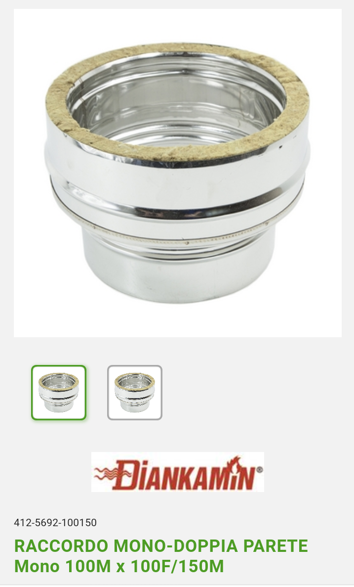 Riduzione Inox Mono-Doppia Parete 100Mx100F/150M