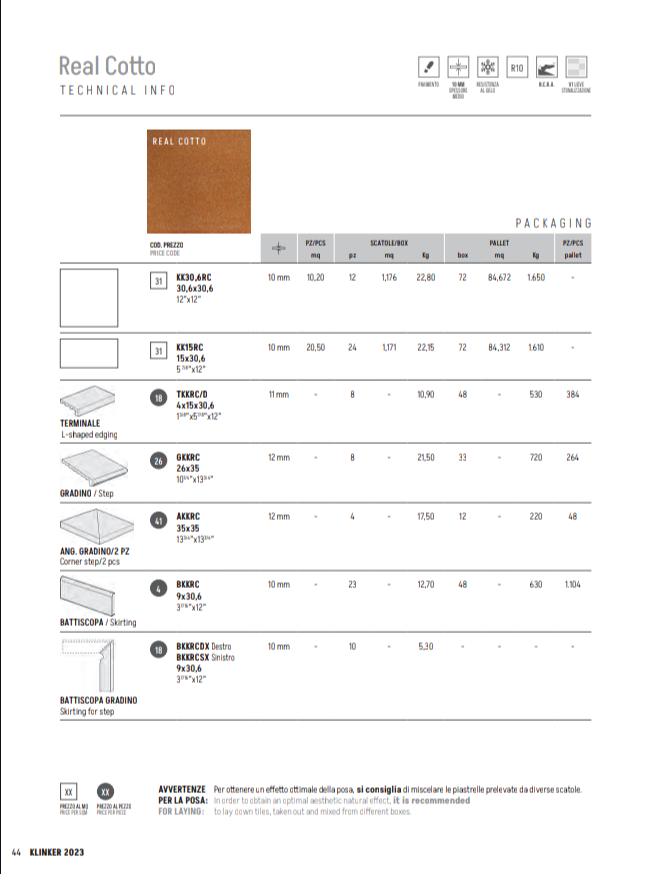 Klinker Real Cotto 15x30,6 Domus Linea