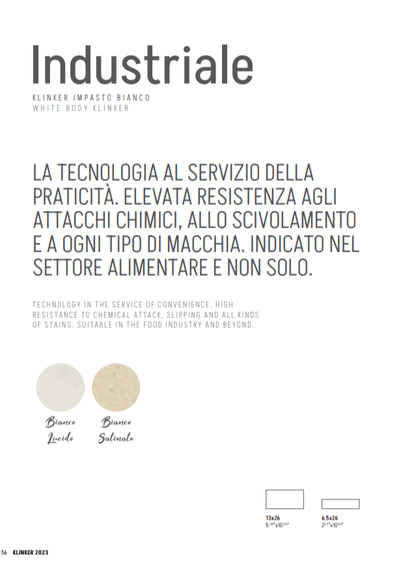 Klinker Industriale 10 mm Bianco Satinato 13x26 Domus Linea